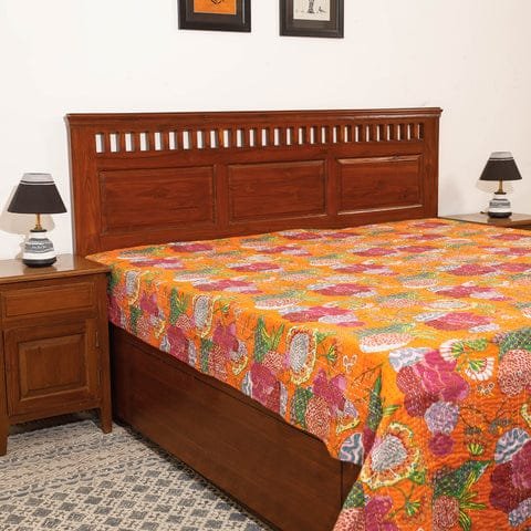 Kantha work fruit print double bedspreads (2)